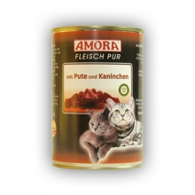 Amora Fleisch Pur Katze Pute und Kaninchen (Pulyka- és nyúlhússal) 400g